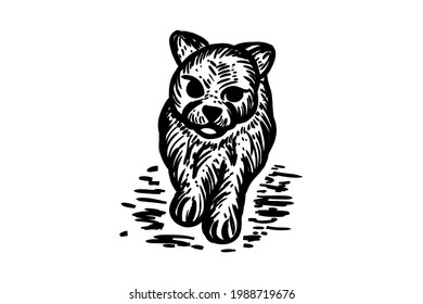 Vector Design Dog hand drawn in color black with white background