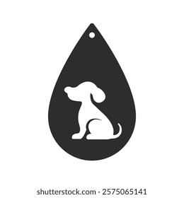 Vector design with dog for teardrop earring, pendant or keychain. Jewelry silhouette laser cut template. Cnc cutting with metal, wood or leather