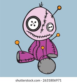 Vector design of a doll image that is very full of stitches and is very suitable for a collection of images on t-shirts.