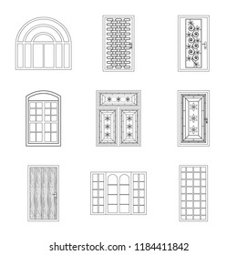 Vector design of door and front icon. Collection of door and wooden vector icon for stock.