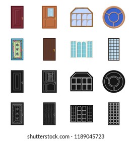 Vector design of door and front icon. Collection of door and wooden stock vector illustration.