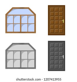 Vector design of door and front icon. Collection of door and wooden stock symbol for web.