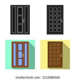 Vector design of door and front icon. Collection of door and wooden stock vector illustration.