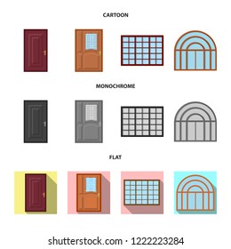 Vector design of door and front icon. Collection of door and wooden stock symbol for web.