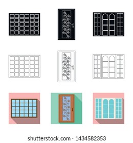 Vector design of door and front icon. Set of door and wooden stock symbol for web.