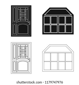 Vector design of door and front logo. Collection of door and wooden vector icon for stock.