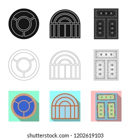 Vector design of door and front logo. Collection of door and wooden stock vector illustration.