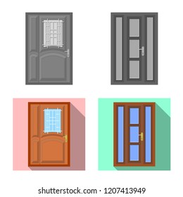 Vector design of door and front logo. Collection of door and wooden vector icon for stock.