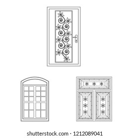 Vector design of door and front logo. Collection of door and wooden vector icon for stock.