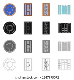 Vector design of door and front logo. Set of door and wooden stock vector illustration.