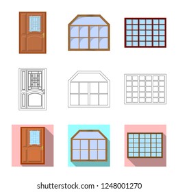 Vector design of door and front logo. Collection of door and wooden stock vector illustration.