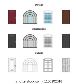 Vector design of door and front sign. Collection of door and wooden stock vector illustration.