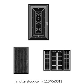 Vector design of door and front sign. Set of door and wooden stock vector illustration.