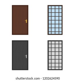 Vector design of door and front sign. Collection of door and wooden vector icon for stock.