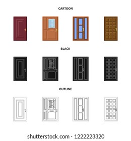Vector design of door and front sign. Set of door and wooden stock symbol for web.