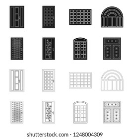 Vector design of door and front sign. Collection of door and wooden stock vector illustration.