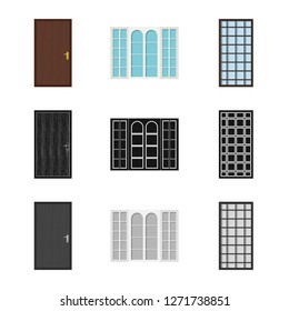 Vector design of door and front sign. Collection of door and wooden vector icon for stock.