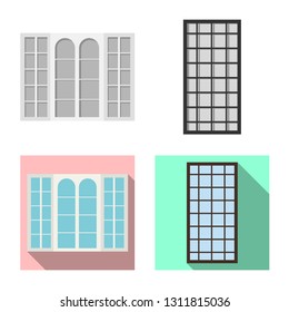 Vector design of door and front sign. Set of door and wooden stock symbol for web.