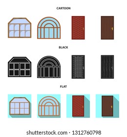 Vector design of door and front sign. Collection of door and wooden stock symbol for web.