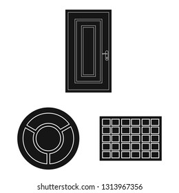 Vector design of door and front sign. Collection of door and wooden vector icon for stock.