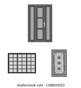 Vector design of door and front symbol. Collection of door and wooden stock symbol for web.
