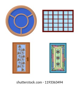 Vector design of door and front symbol. Set of door and wooden vector icon for stock.