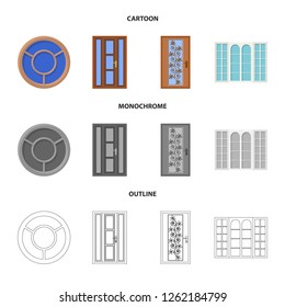 Vector design of door and front symbol. Set of door and wooden stock symbol for web.