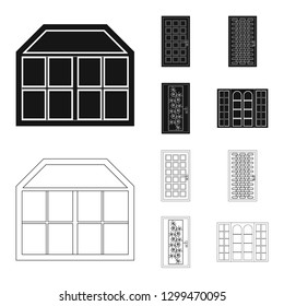 Vector design of door and front symbol. Collection of door and wooden vector icon for stock.