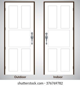 Vector design. The door on white and grey background.