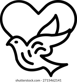 Vectordesign Taube mit Herz-Symbol-Stil