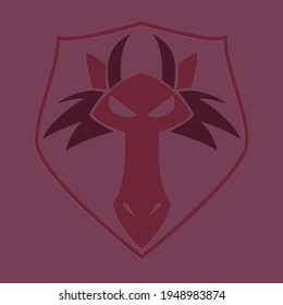 Vector design: dragon shield. Relief.