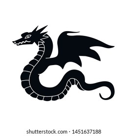 Vector design of dragon and tail sign. Collection of dragon and beast stock symbol for web.
