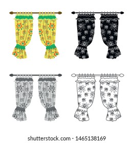 Vector design of drapes and ribbon sign. Set of drapes and garter vector icon for stock.