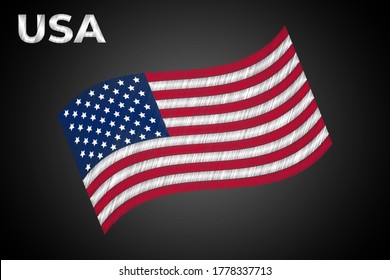 Vektordesign der Zeichenflagge der Vereinigten Staaten von Amerika auf Schwarz-Brett