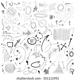 Vector design. and drawing on a graphic tablet.Black arrows on a white background.