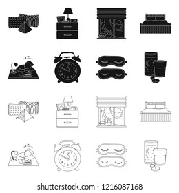 Vector design of dreams and night icon. Set of dreams and bedroom stock vector illustration.