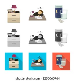 Vector design of dreams and night icon. Collection of dreams and bedroom vector illustration.