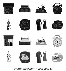 Vector design of dreams and night icon. Set of dreams and bedroom stock symbol for web.