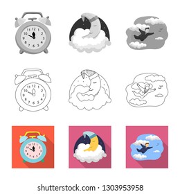 Vector design of dreams and night icon. Set of dreams and bedroom stock symbol for web.