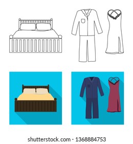 Vector design of dreams and night icon. Collection of dreams and bedroom stock symbol for web.