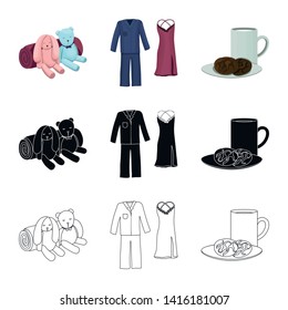 Vector design of dreams and night icon. Set of dreams and bedroom stock symbol for web.