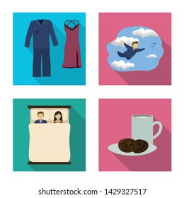 Vector design of dreams and night icon. Collection of dreams and bedroom vector icon for stock.