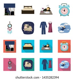 Vector design of dreams and night icon. Collection of dreams and bedroom stock vector illustration.