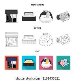 Vector design of dreams and night logo. Set of dreams and bedroom stock vector illustration.