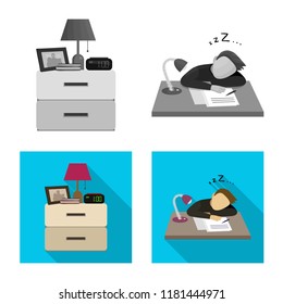 Vector design of dreams and night logo. Set of dreams and bedroom stock vector illustration.