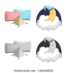 Vector design of dreams and night logo. Set of dreams and bedroom stock vector illustration.