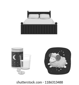 Vector design of dreams and night logo. Collection of dreams and bedroom stock vector illustration.