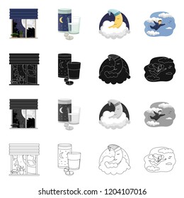 Vector design of dreams and night logo. Set of dreams and bedroom vector icon for stock.