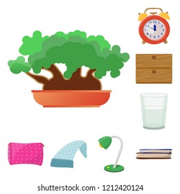 Vector design of dreams and night logo. Set of dreams and bedroom stock vector illustration.
