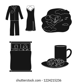 Vector design of dreams and night logo. Collection of dreams and bedroom stock vector illustration.